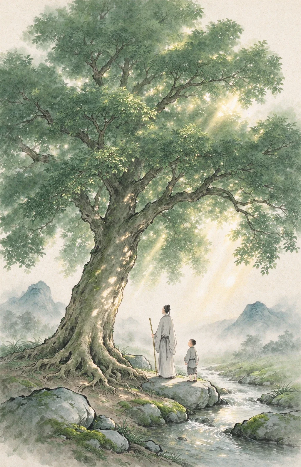 Chinese-inspired illustration for The Abundant Tree (嘉木成蔭)