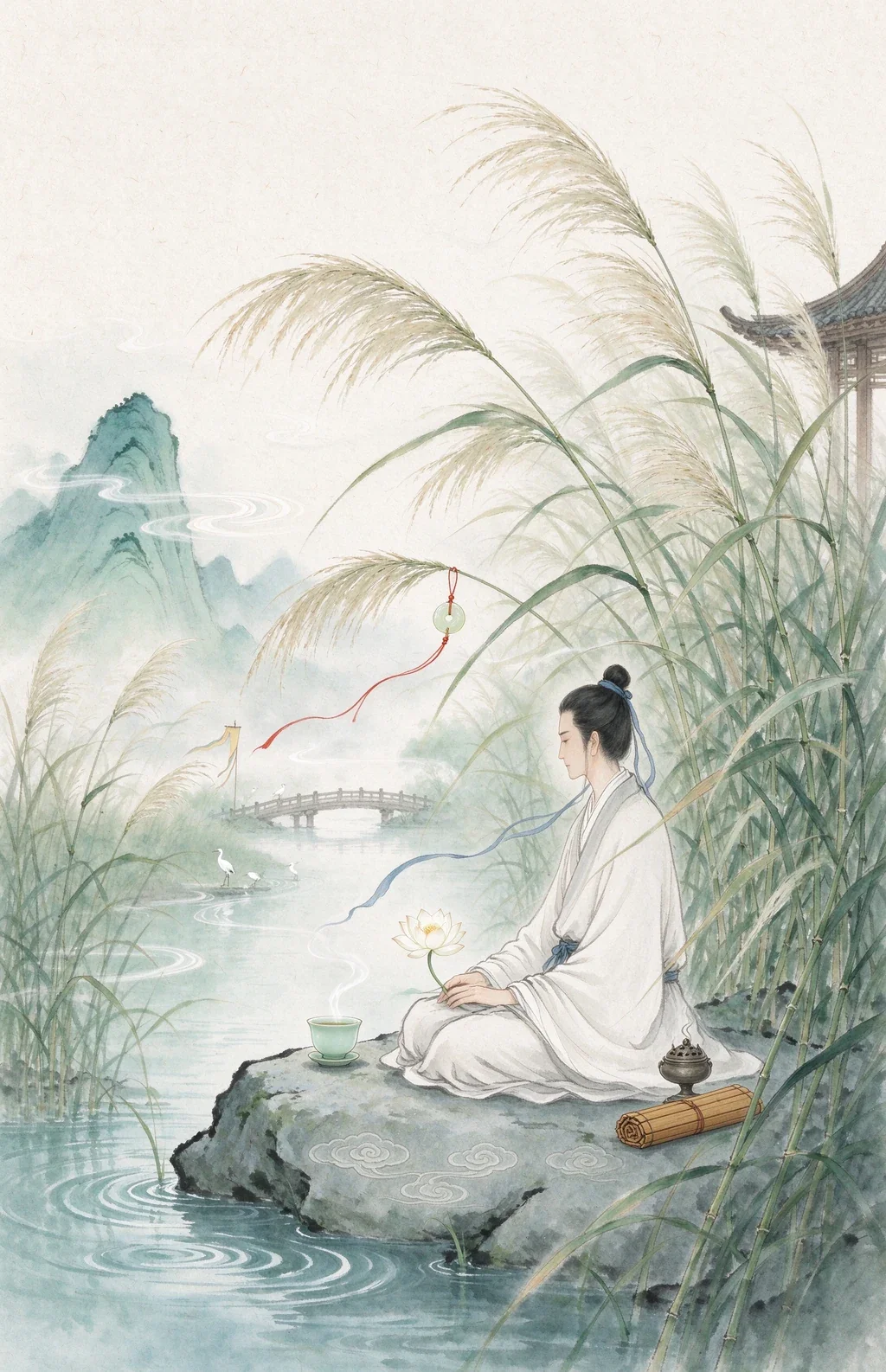 Chinese-inspired illustration for The Gentle Wind (惠風入懷)