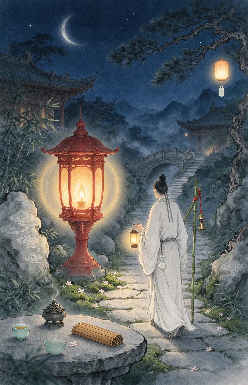 Chinese-inspired illustration for The Bright Lantern (明燈引路)