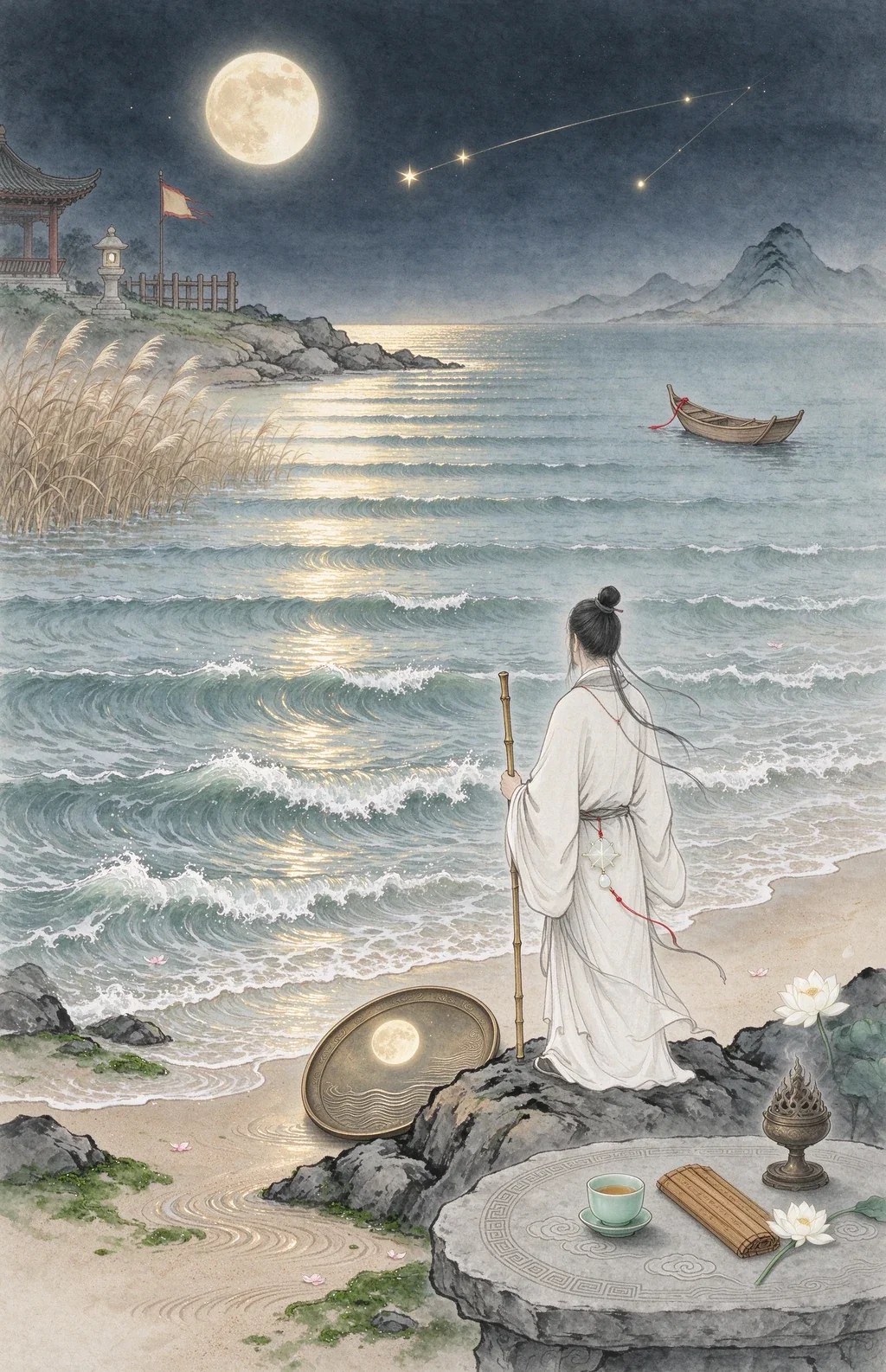 Chinese-inspired illustration for The Rising Tide (潮生有勢)