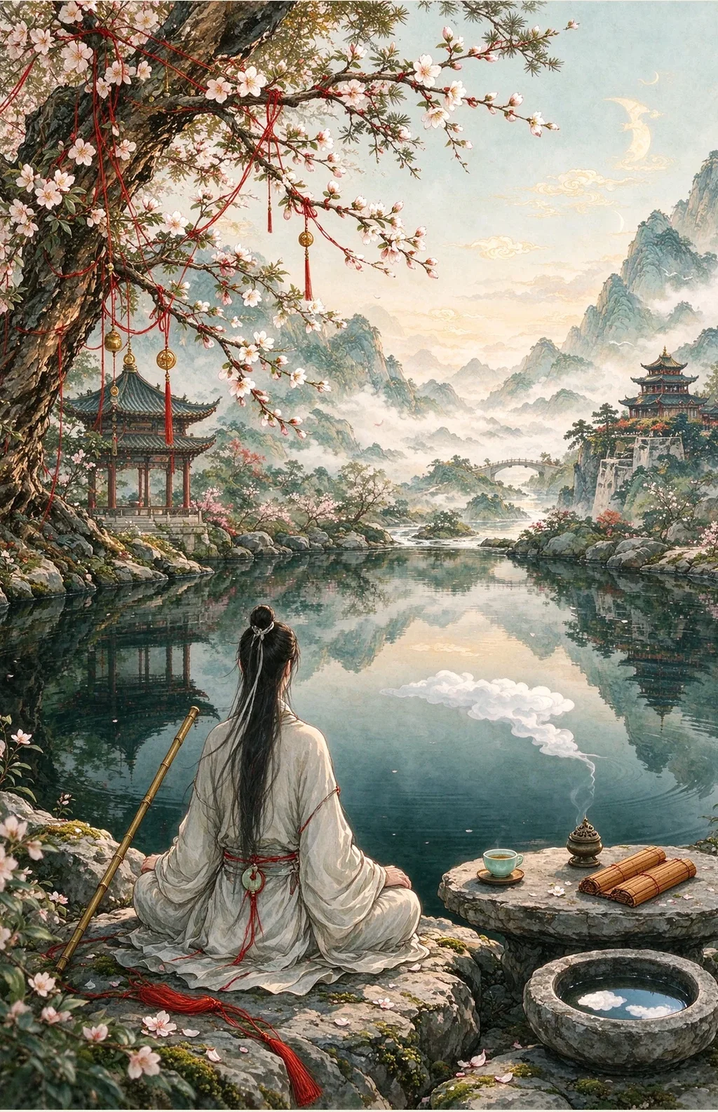 Chinese-inspired illustration for The Still Water (靜水照心)