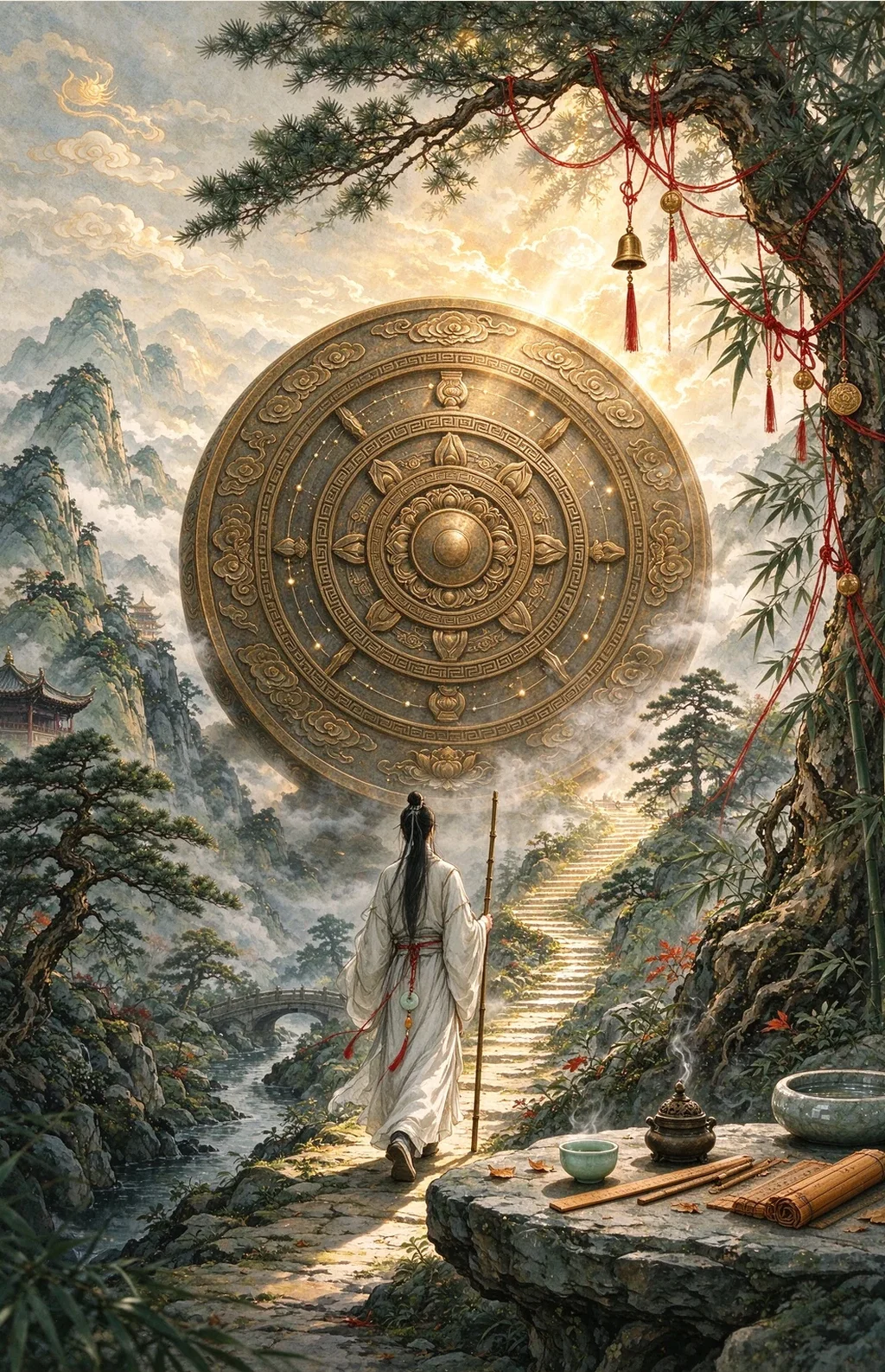Chinese-inspired illustration for The Turning Wheel (時輪漸轉)