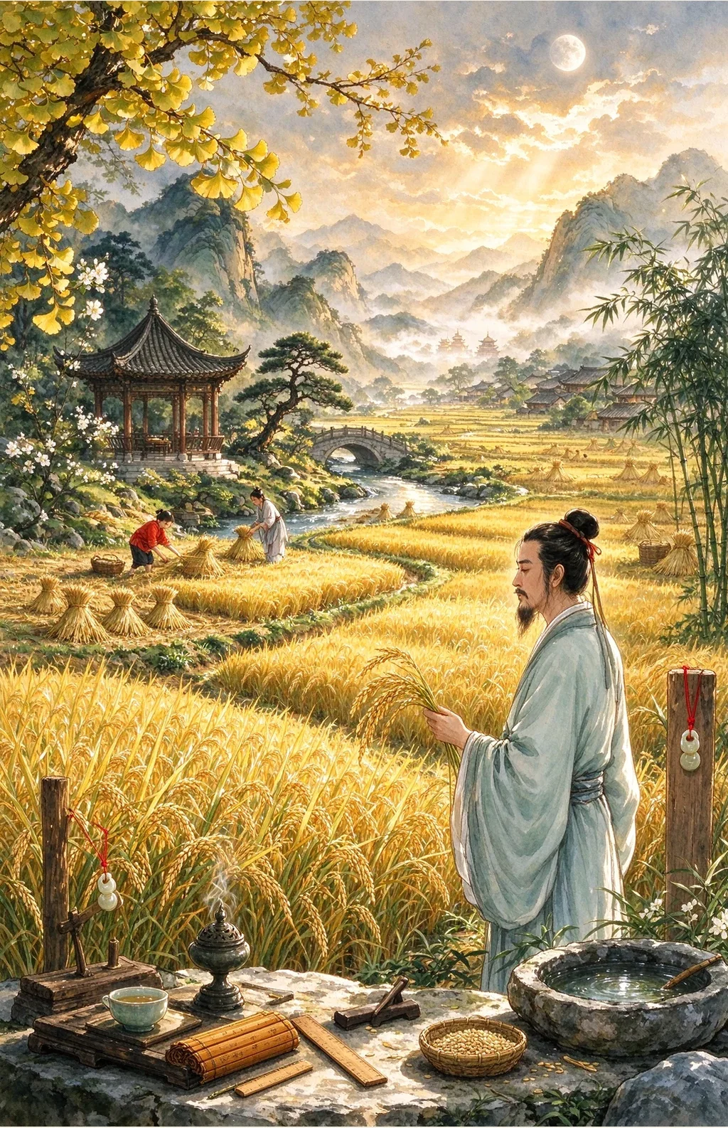 Chinese-inspired illustration for The Autumn Harvest (秋實有期)