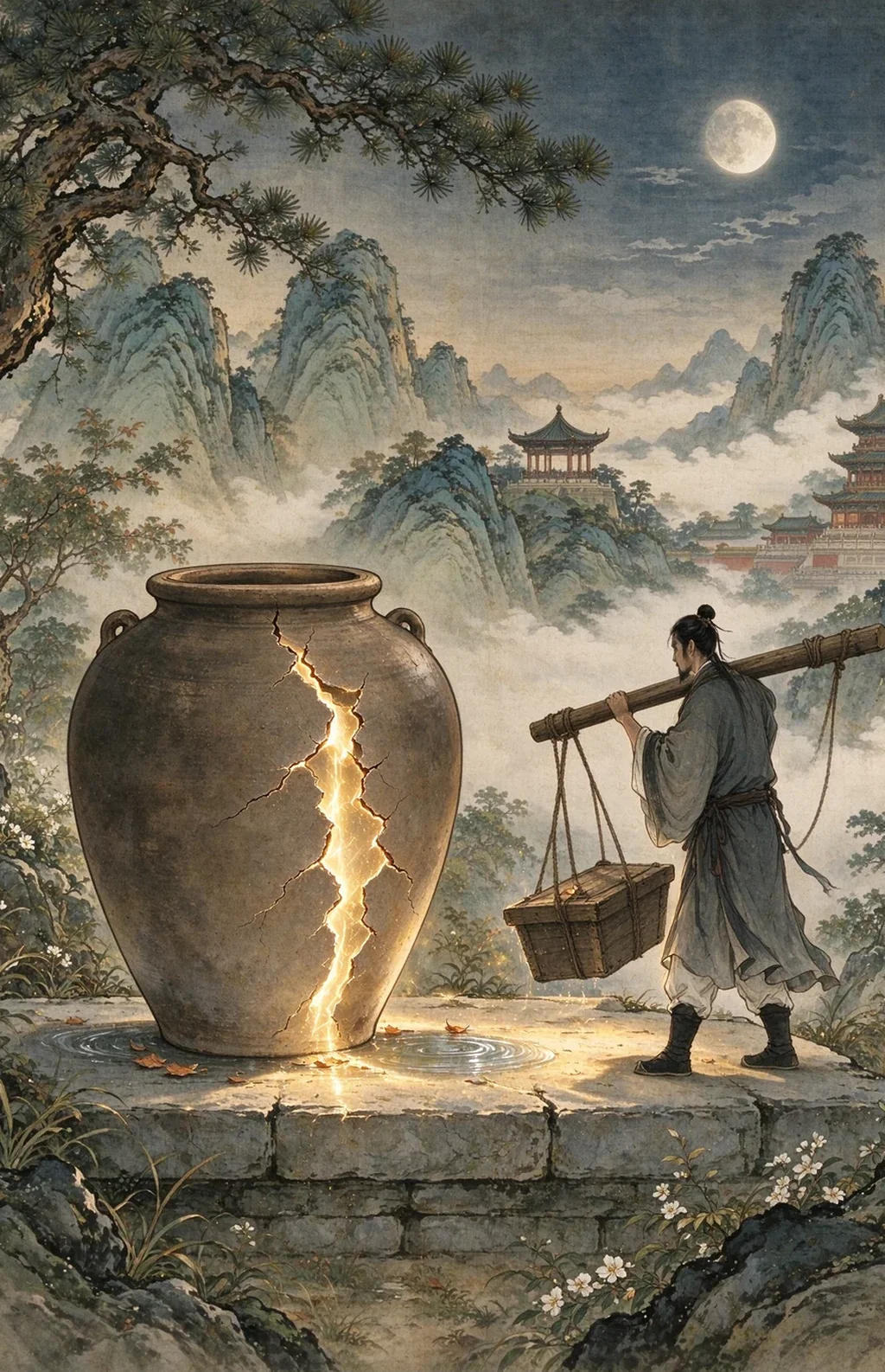 Chinese-inspired illustration for The Broken Vessel (器裂知危)